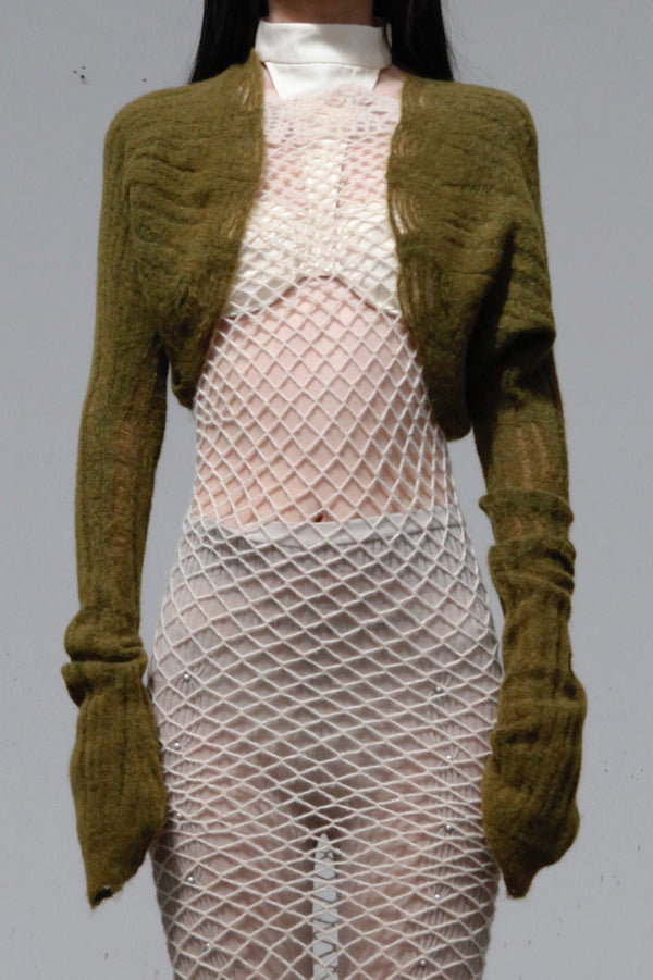 RUI Float Cropped Cardigan RAW23KN10 Khaki Green